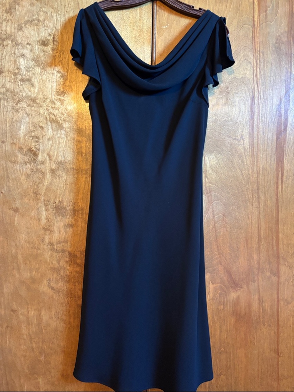 Elegant Black Cowl Neck Women's Dress